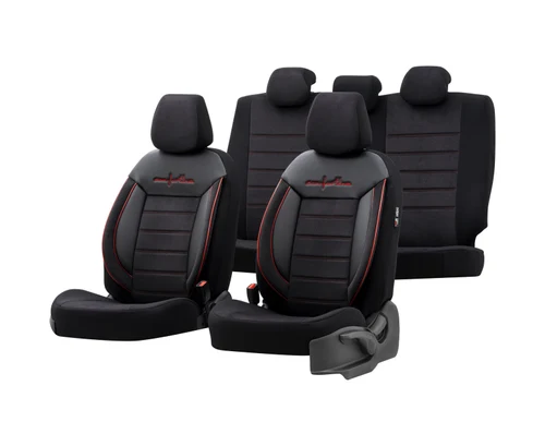 Чехол авто  Comfortline negru/rosie