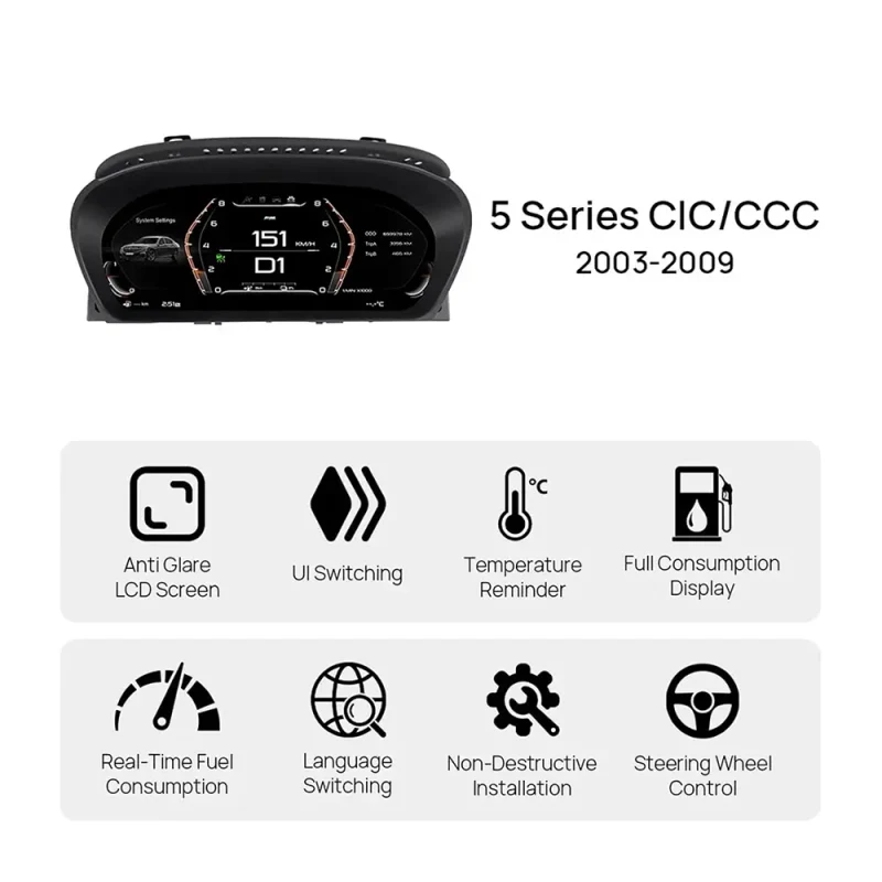 LCD Dashboard - BMW 5/6 Series E60/E61/E63/E64 (2003 - 2010) 6